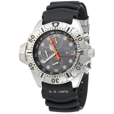 Citizen Men_s Eco-Drive Aqualand Stainless Steel Black Rubber Dive Watch #BJ2000-09E