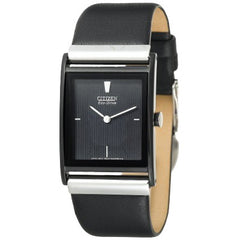 Citizen Men_s Eco-Drive Black Ion-Plated Leather Strap Watch #BL6005-01E